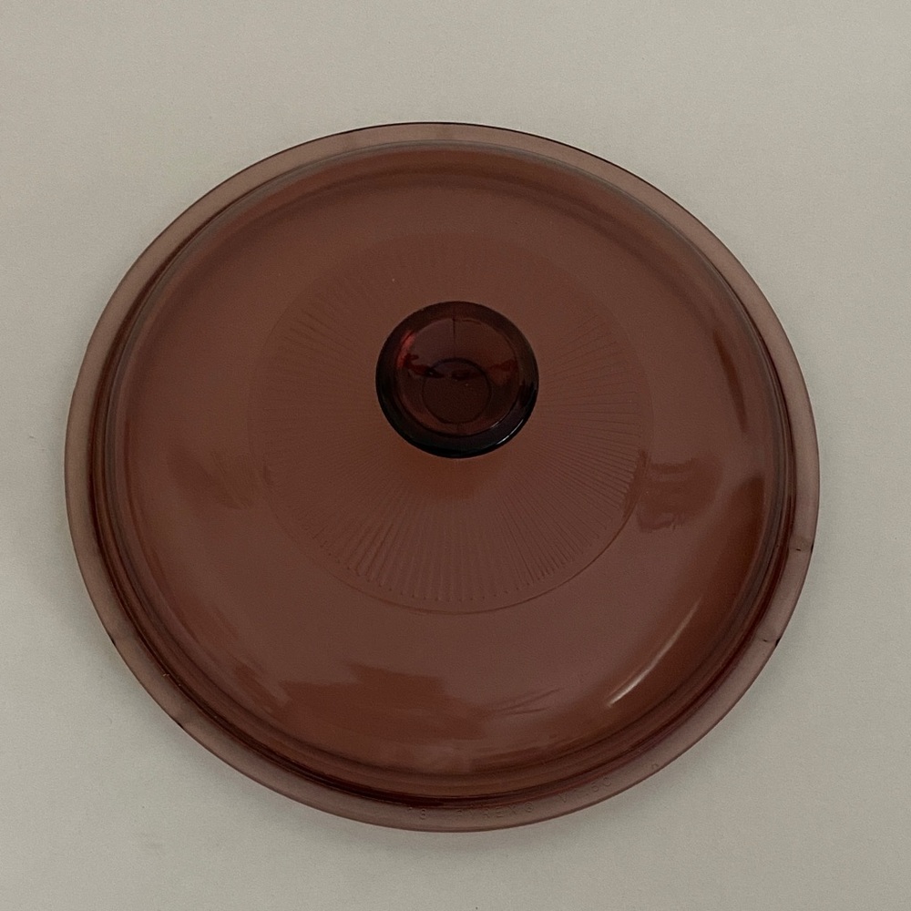 Vintage Pyrex Vision Ware Glass 1.5L Sauce Pot Lid cranberry V-1.5-C Corning